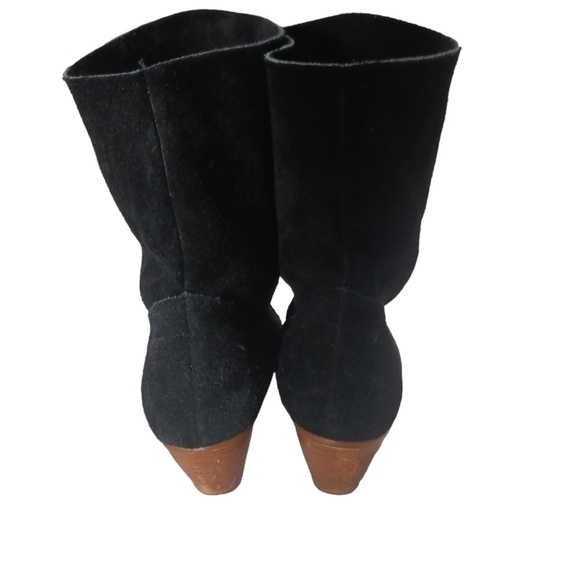Convertable Black Suede Fold Down Ankle Boots Booties - Picture 12 of 13